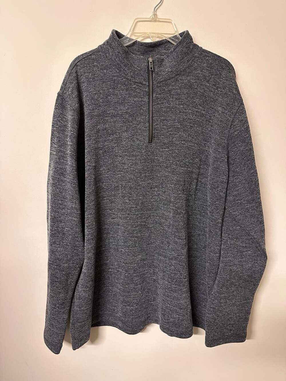 Gap Men's XXL Gray Space Dye Long Sleeve Half Zip Mock Neck Sweater